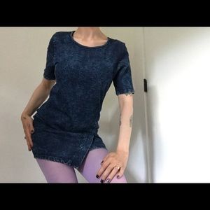 Forever 21 Marbled Dark Denim-Look Mini Dress